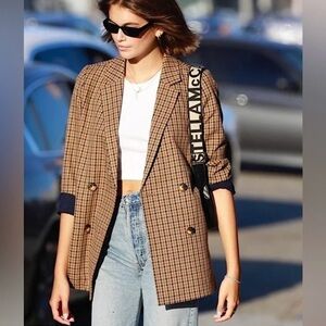 MADEWELL Women’s XS Caldwell Double-Breasted Blazer in Desert Check
